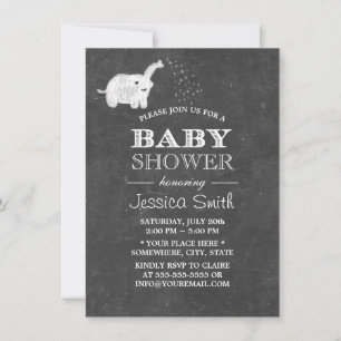 Cute Chalkboard Elephant Baby Shower Invitation