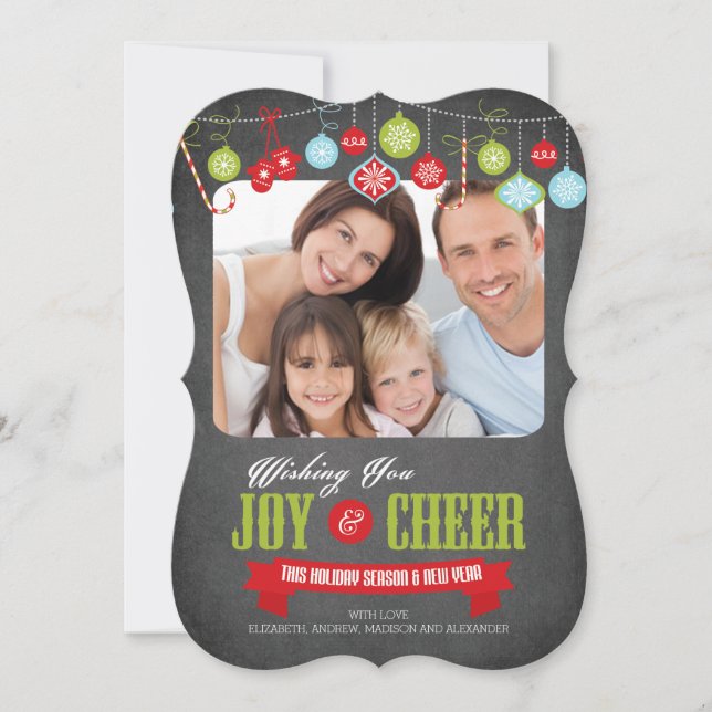 Cute Chalkboard Family Christmas Photo Card (Front)