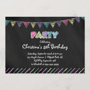 Cute  Chalkboard Girls Birthday Party Invitation