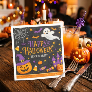 Cute Chalkboard Happy Halloween Kids Party Napkins