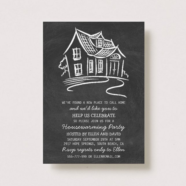 Cute Chalkboard New Home Housewarming Invitations (Creator Uploaded)