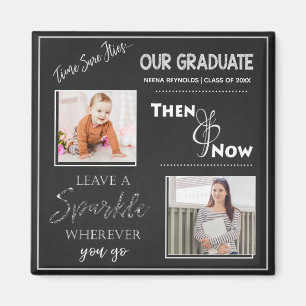 Cute Chalkboard Our Graduate Then And Now Photo Magnet
