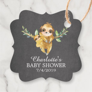 Cute Chalkboard Sloth Baby Shower Favour Favour Tags