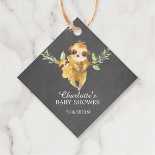 Cute Chalkboard Sloth Baby Shower Favour Favour Tags