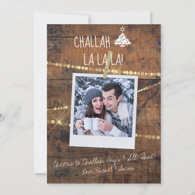 Cute Challah Days 1-Photo Holiday Hanukkah Card (Front)