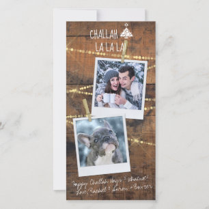 Cute Challah Days Hanukkah 2-Photo Holiday Card
