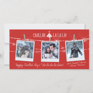 Cute Challah Days La La La 3-Photo Holiday Card