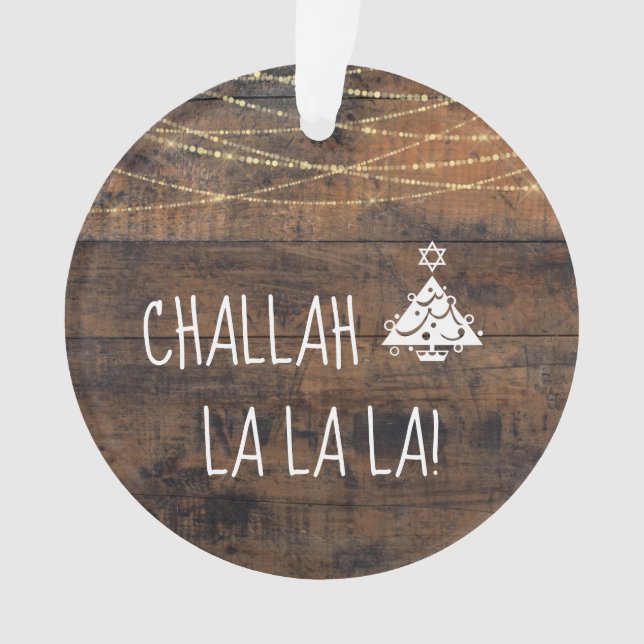 Cute Challah La La La Christmas Hanukkah Tree Ornament (Front)