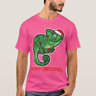 Cute Chameleon Christmas Tree Lights T-Shirt