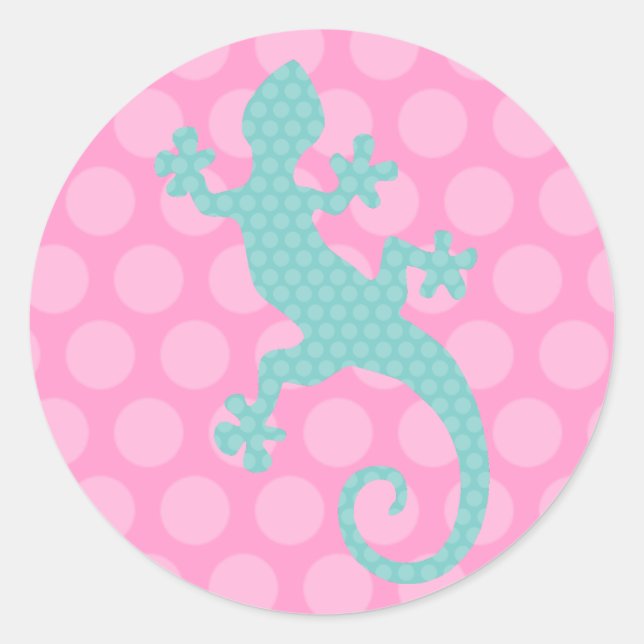 Cute Chameleon Classic Round Sticker (Front)