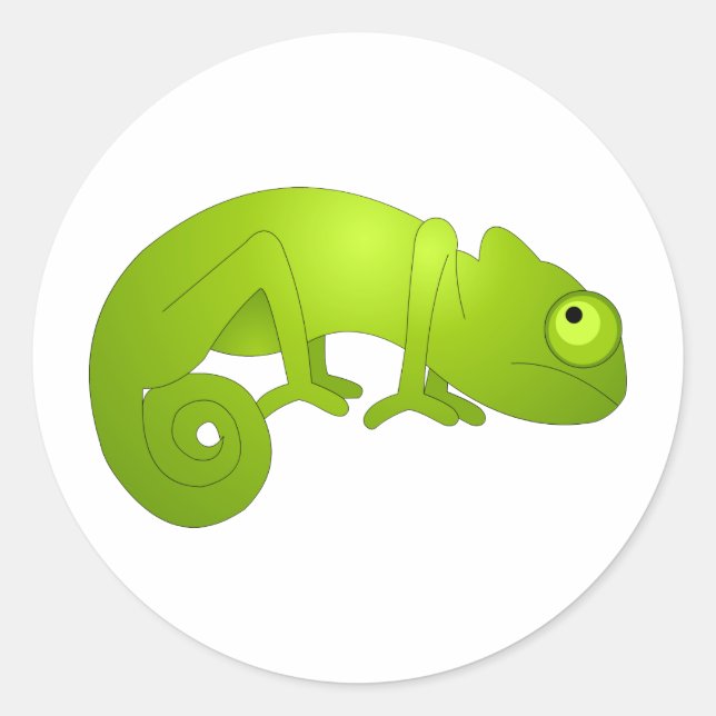 Cute Chameleon - Green Classic Round Sticker (Front)