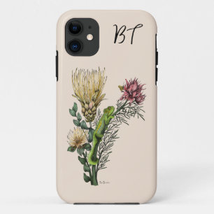 Cute Chameleon in Floral Bouquet Botanical Art iPhone 11 Case