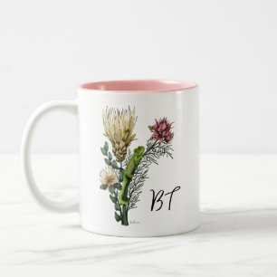 Cute Chameleon in Floral Bouquet Botanical Art Two-Tone Coffee Mug