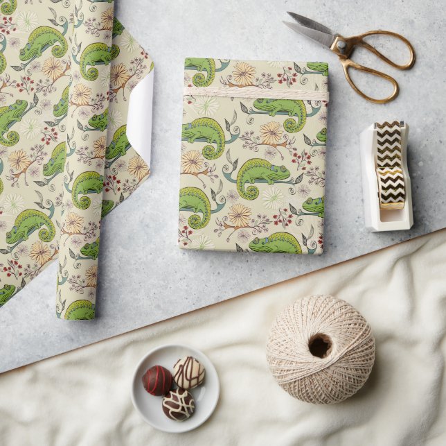 Cute chameleon Lizard  Wrapping Paper (Crafts)