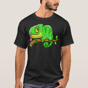Cute Chameleon On The Tree Cartoon T-Shirt
