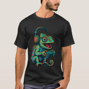 Cute Chameleon Video Game Controller Funny Gamer T-Shirt