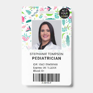 Cute chameleons pediatrician photo logo code ID badge