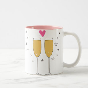 Cute Champagne Glass Toast Love Heart Mug