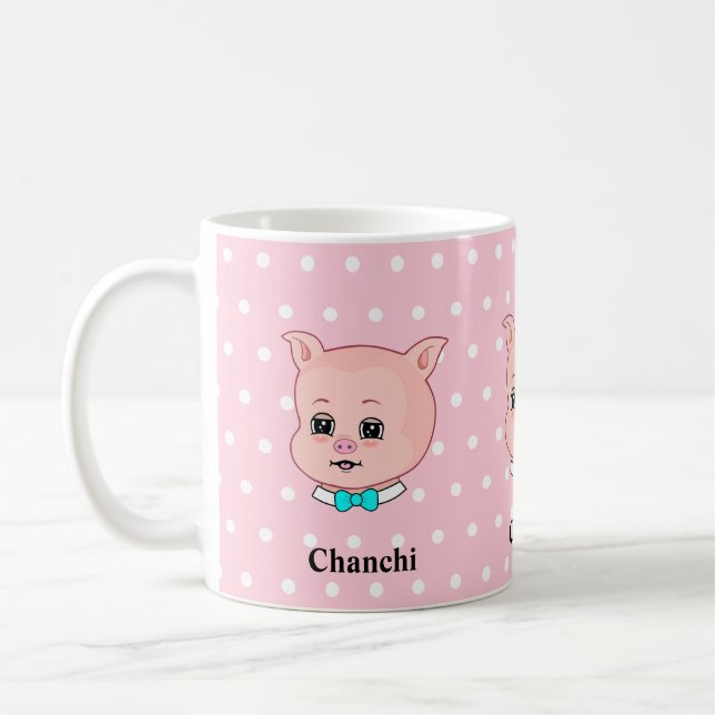 Cute Chanchi Pig Cartoon Coffee Mug (Left)