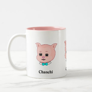 Cute Chanchi Pig Cartoon Two-Tone Coffee Mug