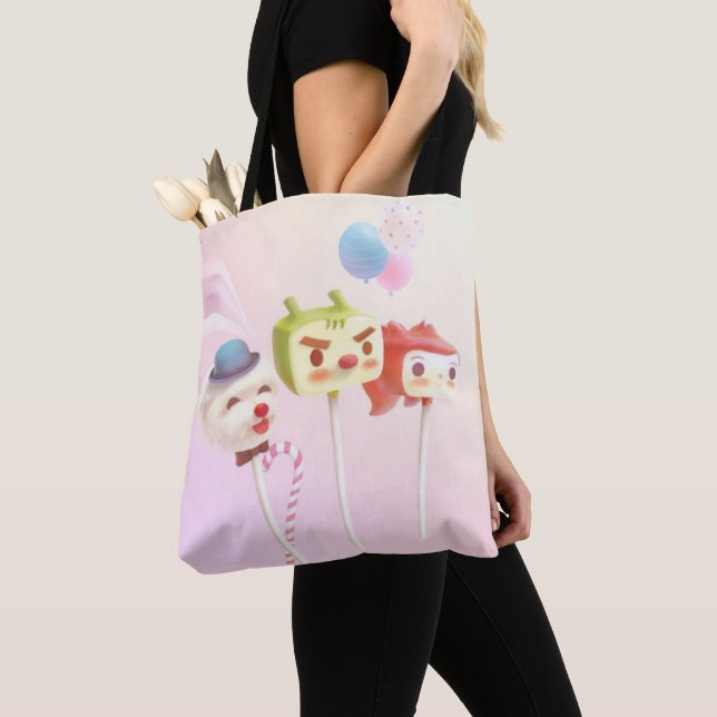 Cute Character Cake Pops Tote Bag (Close Up)