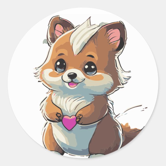 cute character classic round sticker (Front)