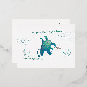 cute character  foil holiday postcard