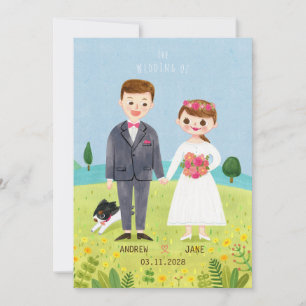 Cute character wedding invitation