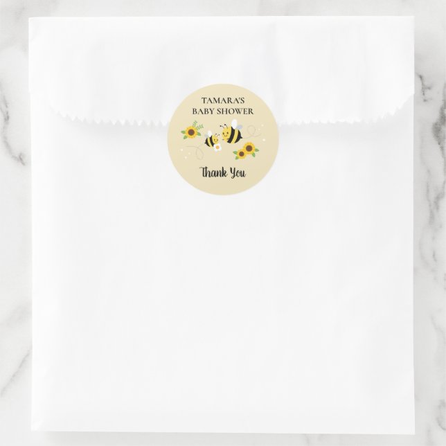 Cute Characters Mummy-to-Bee Baby Shower Classic Round Sticker (Bag)