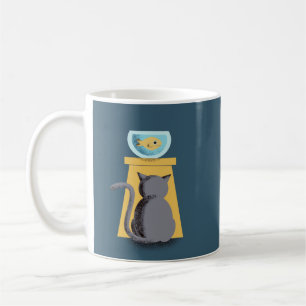 Cute Charm Playful Cat Fish Fun Nature Artistic Coffee Mug
