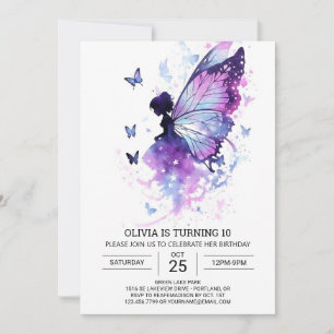Cute Charming Fairy Birthday Invitation