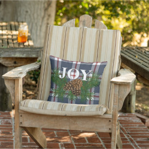 Cute Charming Happy Holidays Joy Cabin Porch Patio Cushion
