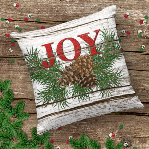 Cute Charming Happy Holidays Joy Cabin Porch Patio Cushion