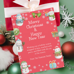 Cute Charming Winter Snowman Christmas Holiday Card