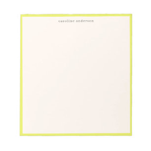 Cute Chartreuse Yellow Border Custom Name Desk Notepad