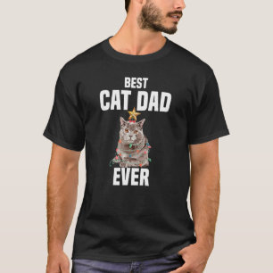 Cute Chartreux Cat with Fairy Lights Best Cat Dad T-Shirt