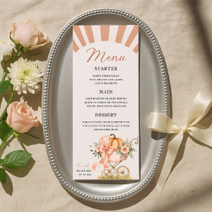 Cute Checkered Bow Pumpkin Watercolor Pink  Menu