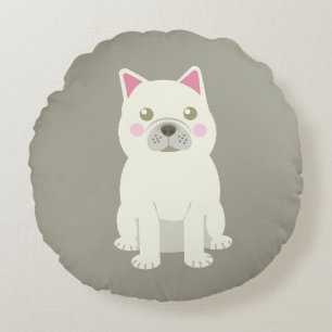 Cute Cheeks French Bulldog Round Cushion