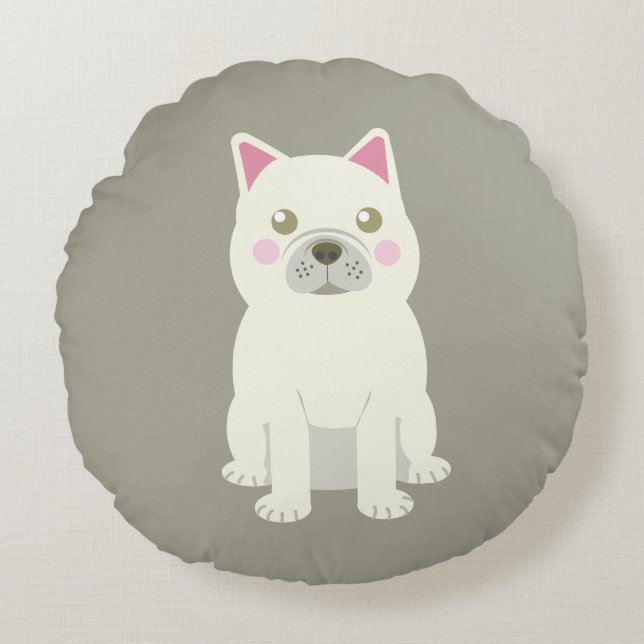 Cute Cheeks French Bulldog Round Cushion (Front)