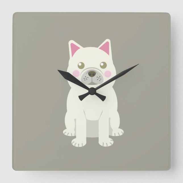 Cute Cheeks French Bulldog Square Wall Clock (Front)