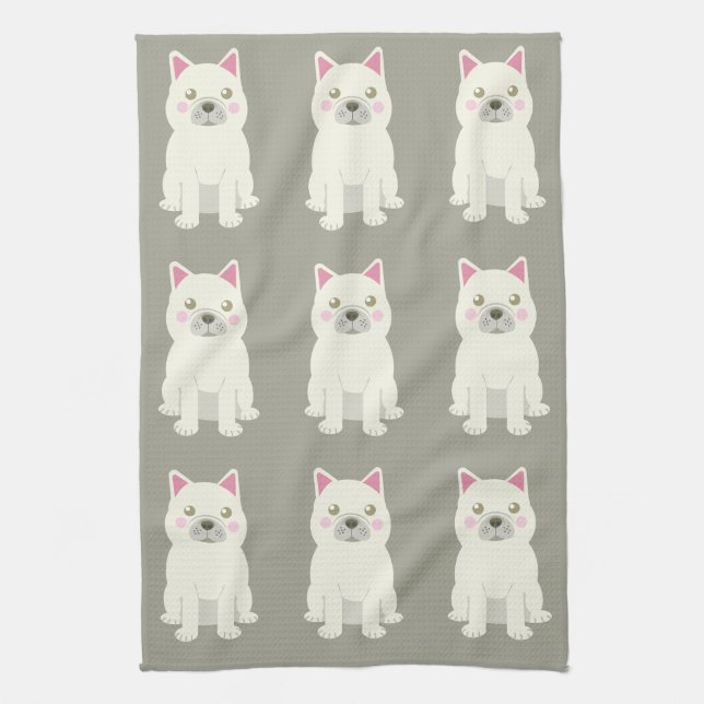 Cute Cheeks French Bulldog Tea Towel (Vertical)