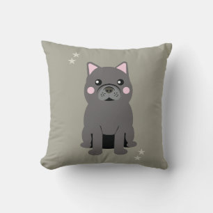 Cute Cheeks Gray French Bulldog Cushion