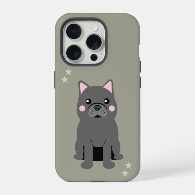 Cute Cheeks Gray French Bulldog iPhone Case (Back)