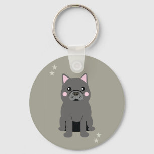 Cute Cheeks Gray French Bulldog Key Ring
