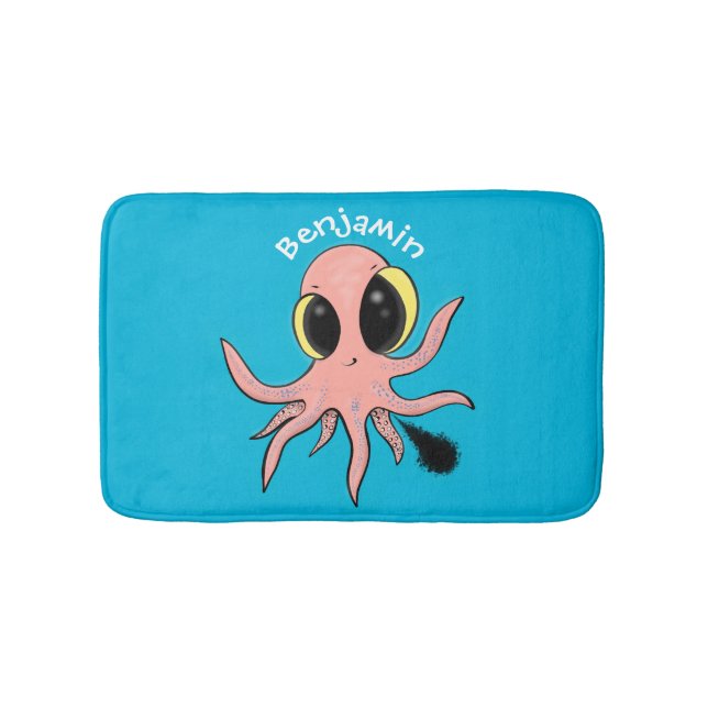 Cute, cheeky baby octopus cartoon bath mat (Front)