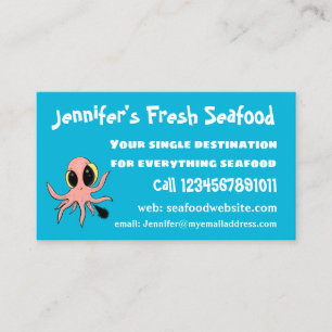 Cute, cheeky baby octopus cartoon business card