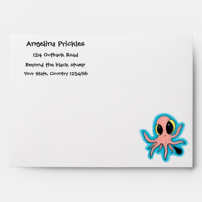 Cute, cheeky baby octopus cartoon envelope (Front)