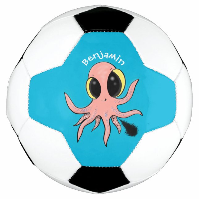 Cute, cheeky baby octopus cartoon football (Front)