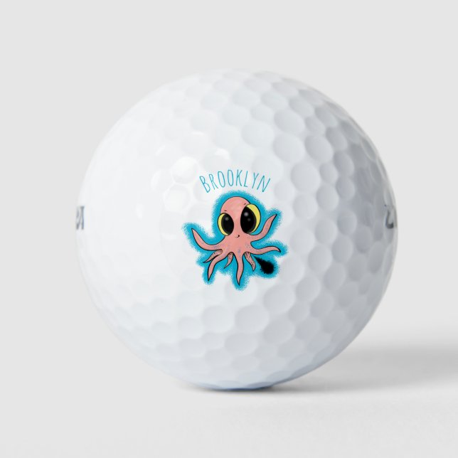Cute, cheeky baby octopus cartoon  golf balls (Front)