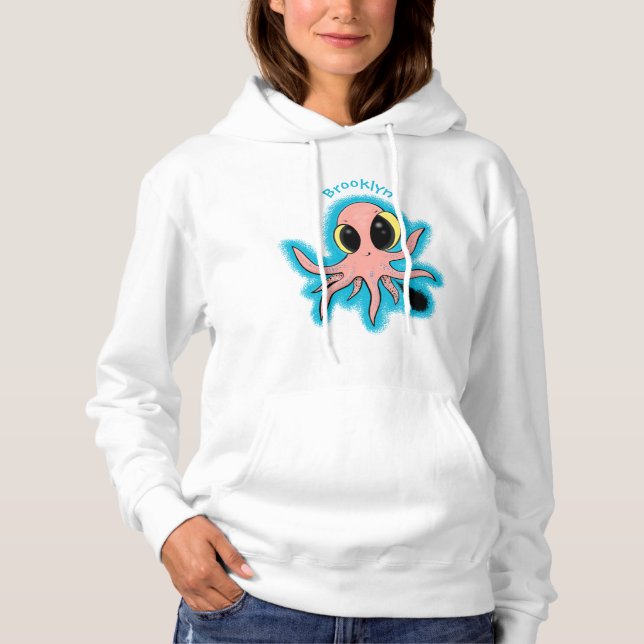 Cute, cheeky baby octopus cartoon hoodie (Front)